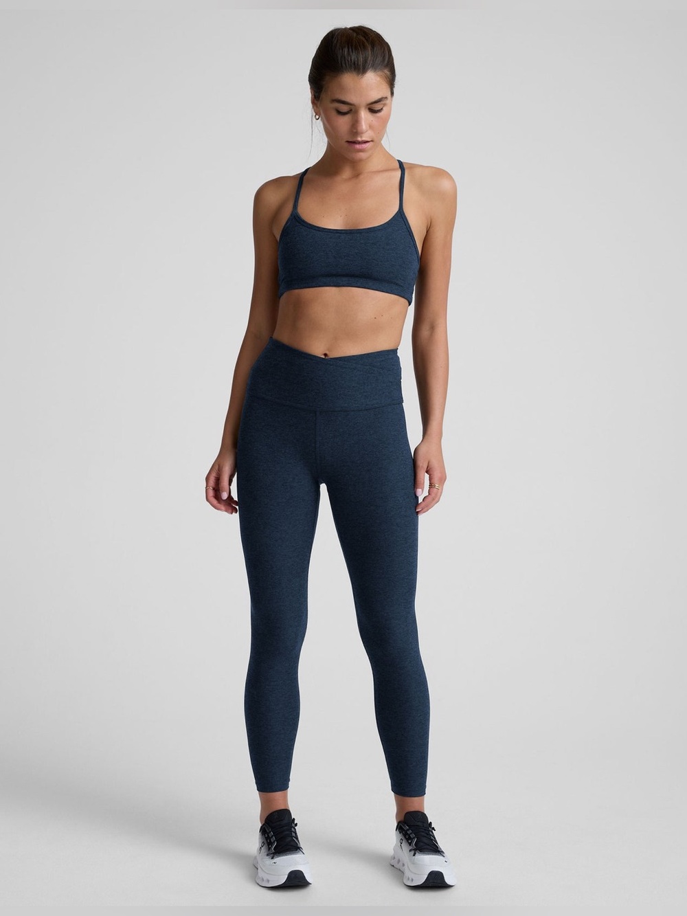 Beyond Yoga Leggings Navy Spacedye Crossover Waist Size Large Buttery Soft Gym